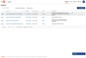 Project List  Screenshot